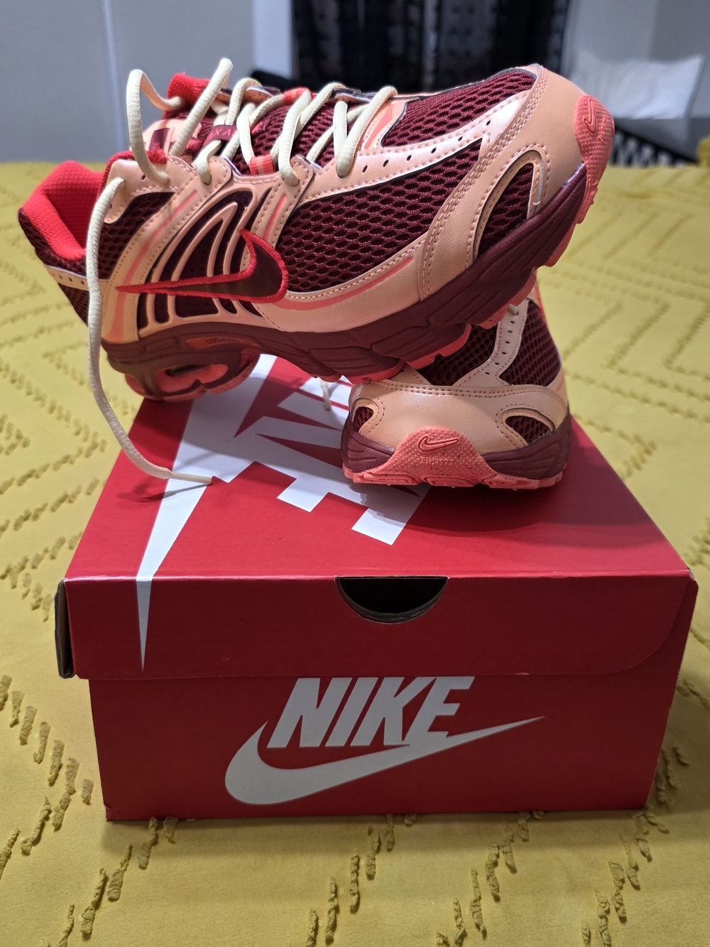 Nike Women's Sneakers - Burgundy, Coral & Peach Accents